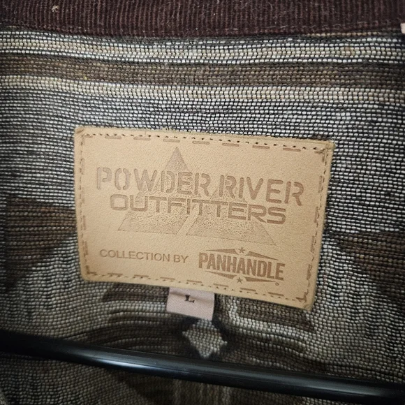 Powder River Panhandle Men's Large Brown Tan Aztec Jacket Button Up Wool Blend